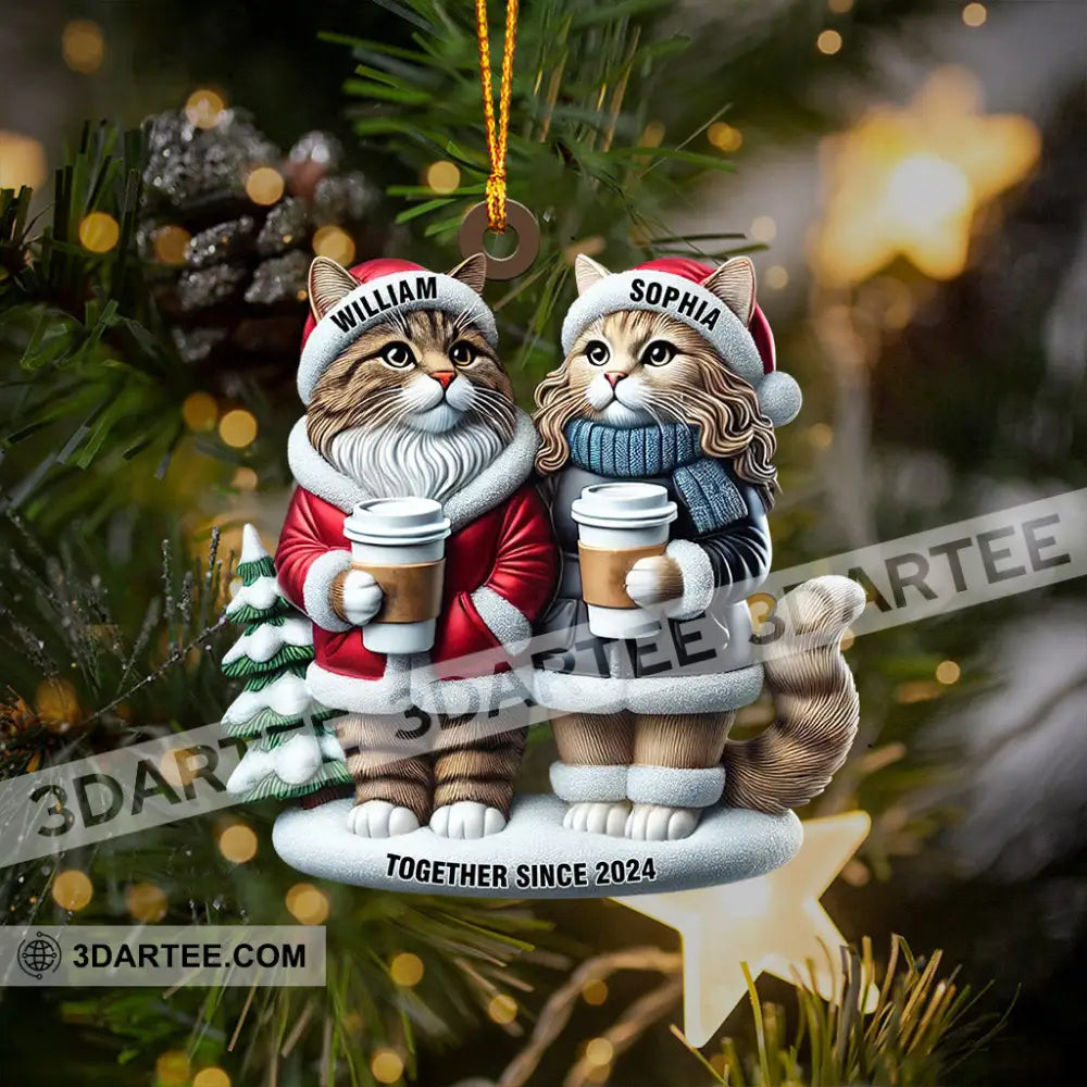 Couple Cats Home Decor Christmas Ornament Personalized Ornament Ornament