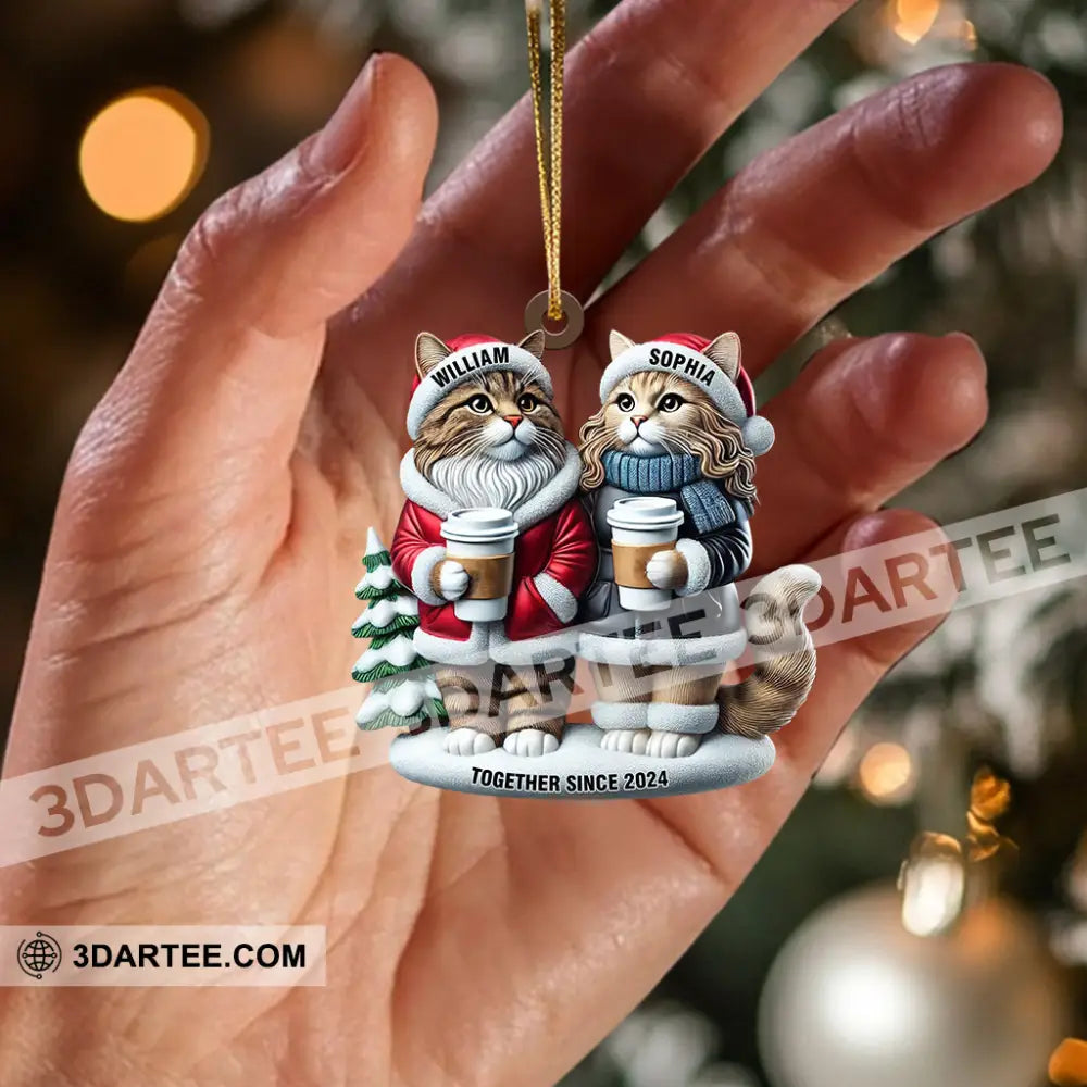 Couple Cats Home Decor Christmas Ornament Personalized Ornament Ornament