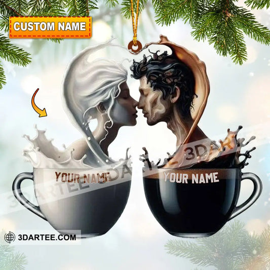 Couple Coffee Christmas Home Decor Christmas Ornament Personalized Ornament 3.54’’ / 1 Ornament Ornament