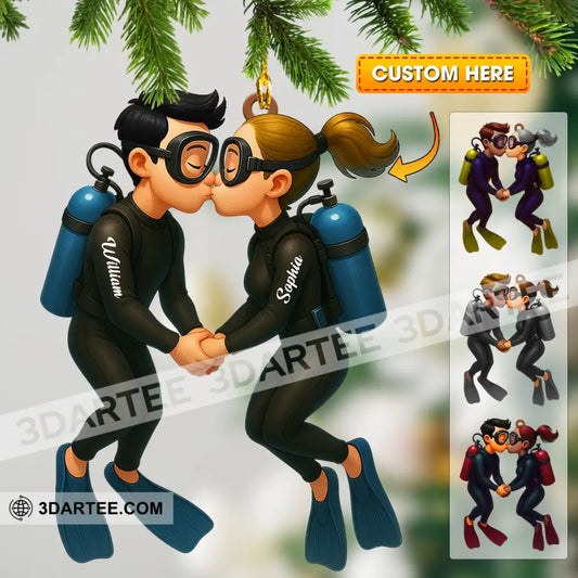 Couple Diving Home Decor Christmas Ornament Personalized Ornament 3.54’’ / 1 Ornament Ornament