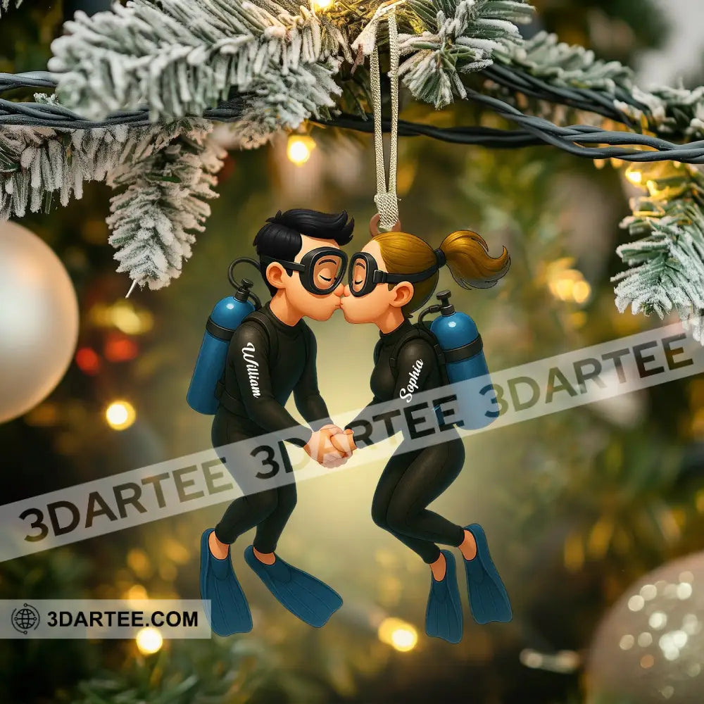 Couple Diving Home Decor Christmas Ornament Personalized Ornament Ornament