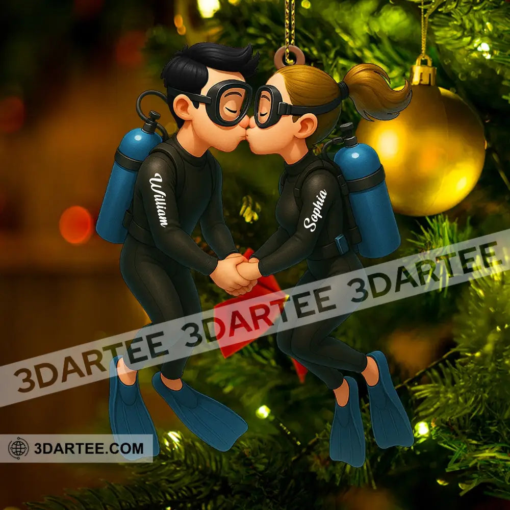 Couple Diving Home Decor Christmas Ornament Personalized Ornament Ornament