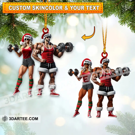 Couple Dumbbell Push Home Decor Christmas Ornament Personalized Ornament 3.54’’ / 1 Ornament Ornament