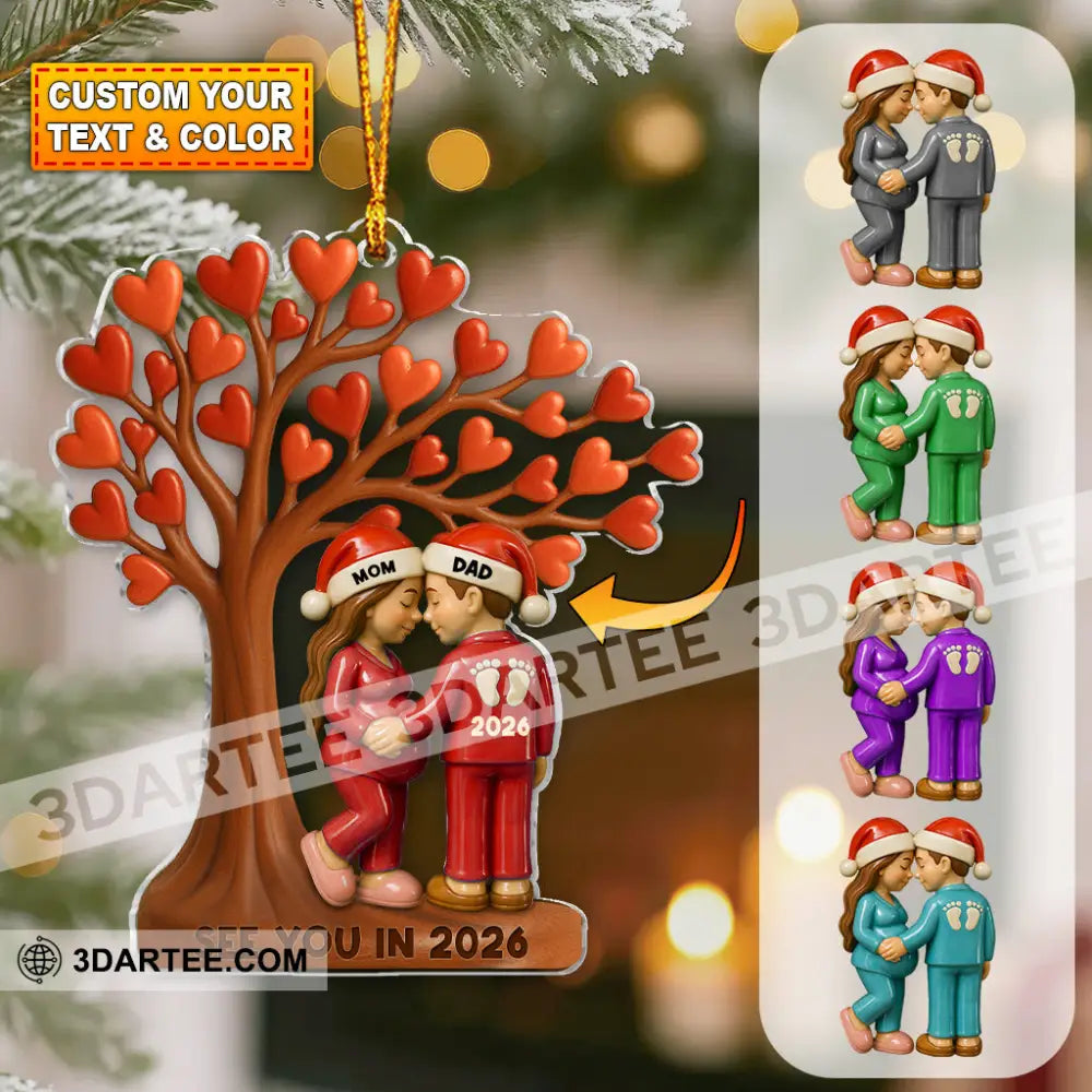 Couple Heart Tree New Baby Coming Christmas Home Decor Christmas Ornament Personalized Ornament 3.54’’ / 1 Ornament