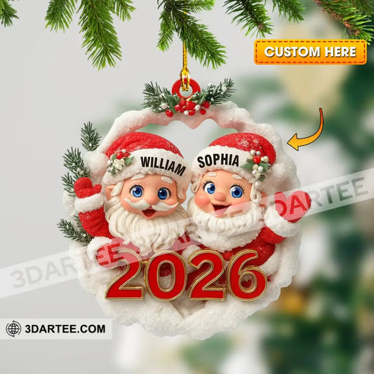 Couple Santa Home Decor Christmas Ornament Personalized Ornament 3.54’’ / 1 Ornament Ornament