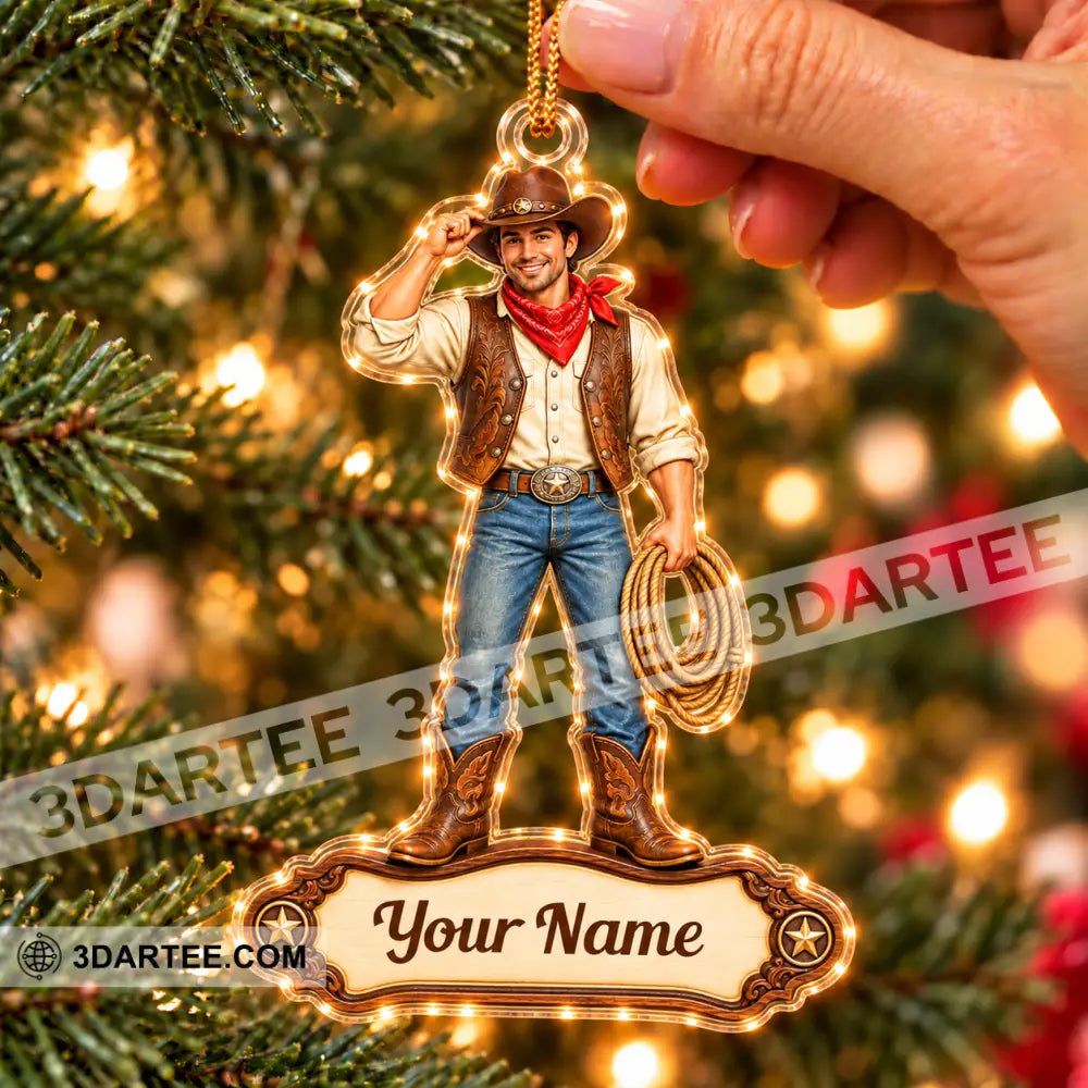 Cowboy Home Decor Christmas Ornament Personalized Ornament - Ornament