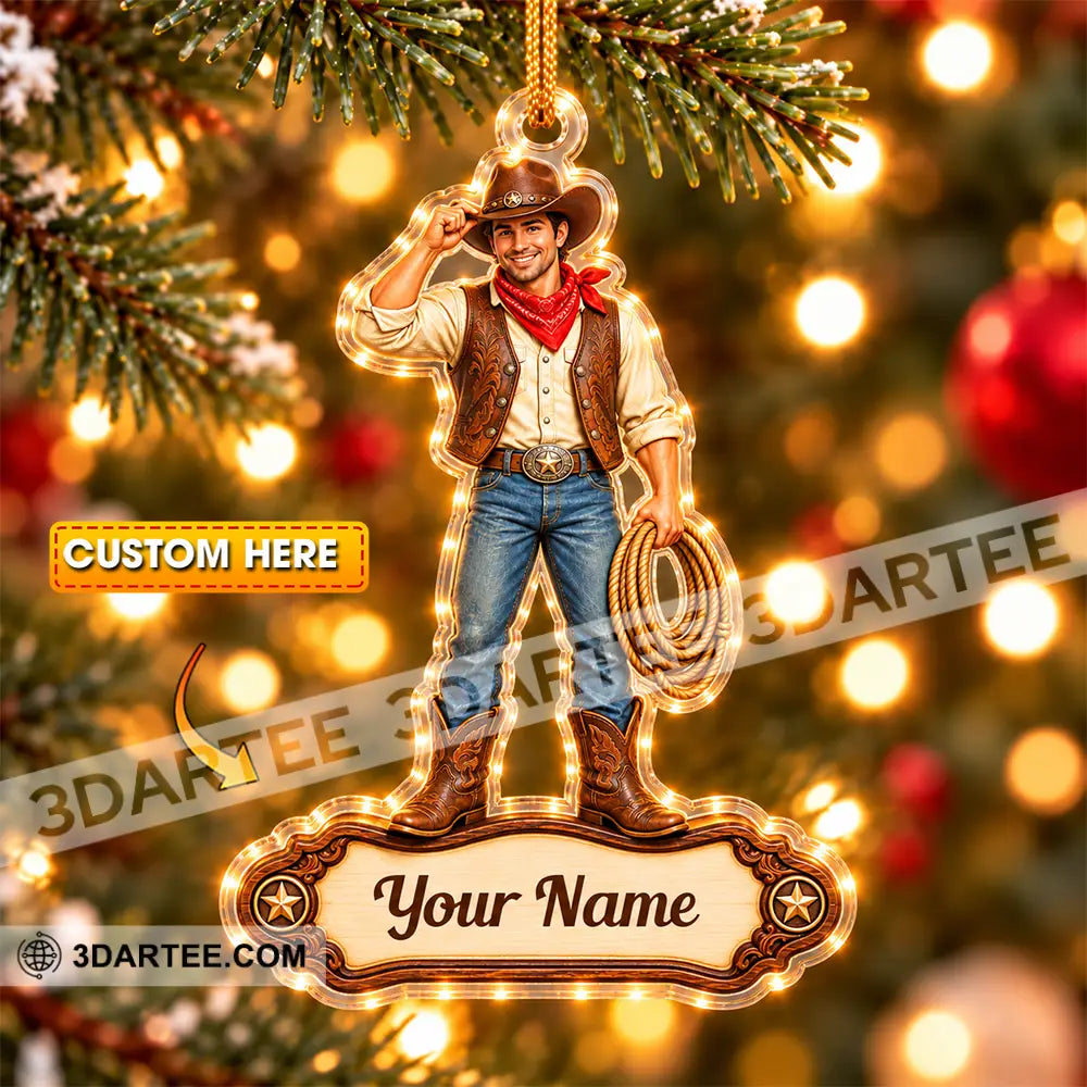 Cowboy Home Decor Christmas Ornament Personalized Ornament - 3.54’’ / 1 Ornament - Ornament