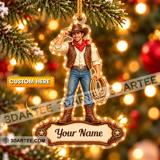 Cowboy Home Decor Christmas Ornament Personalized Ornament - 3.54’’ / 1 Ornament - Ornament