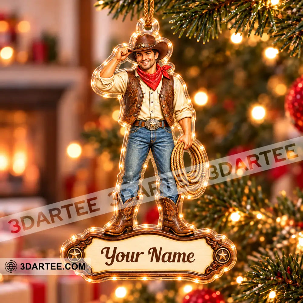 Cowboy Home Decor Christmas Ornament Personalized Ornament - Ornament