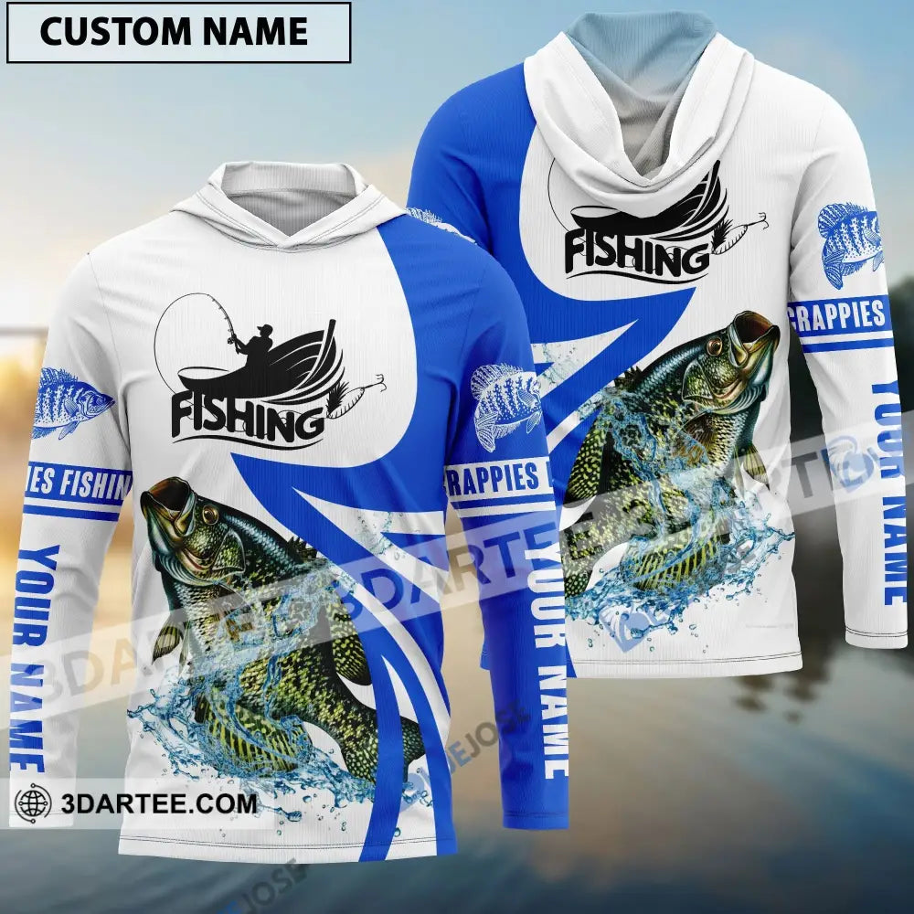 Crappie Fishing Personalized White Blue 3D Shirt Long Sleeve 05.06