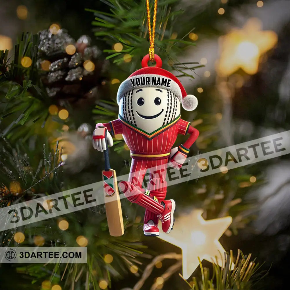 Cricket Ball Player Christmas Ornament Personalized Ornament Ornament