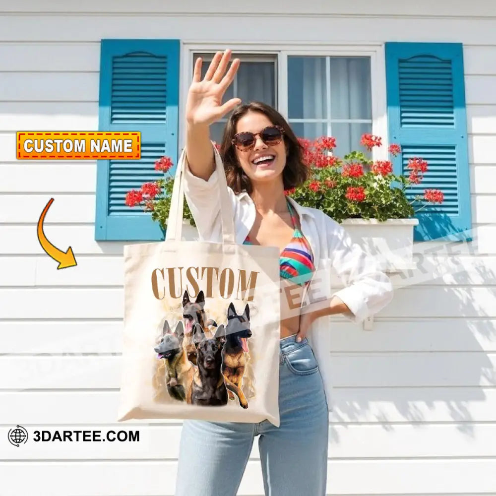 Custom Belgian Malinois Pet Lover Tote Bag Canvas Tote Bag S (13x11 in) Bag