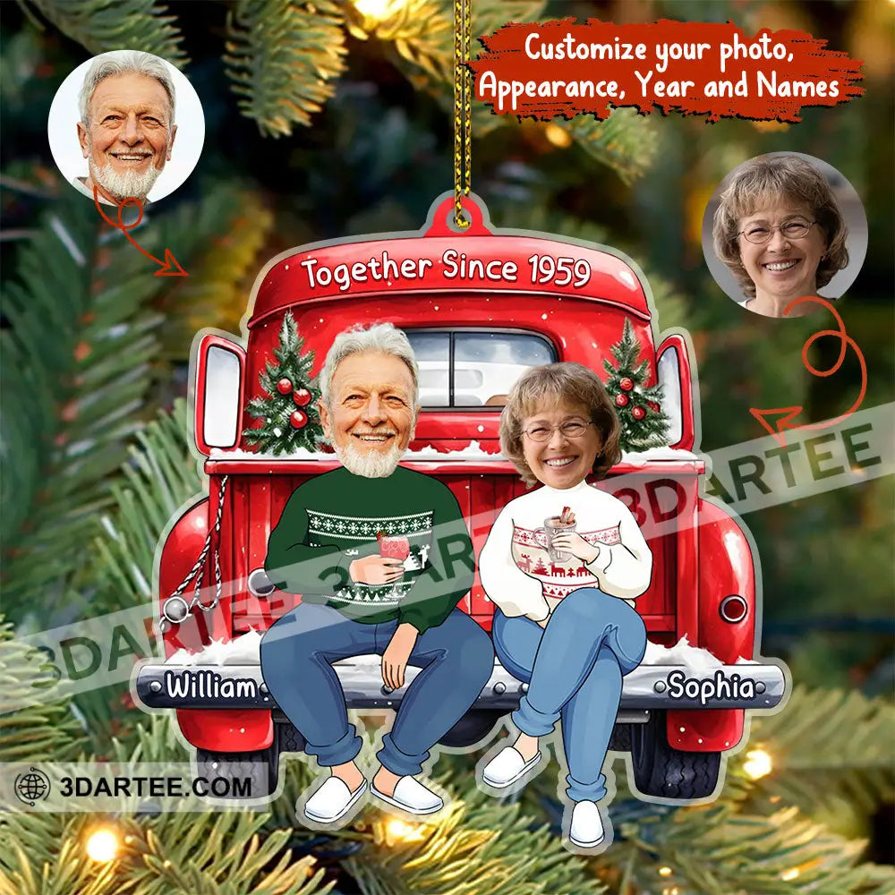 Custom Couple Christmas Ornament Personalized Ornament 3.54’’ / 1 Ornament Ornament