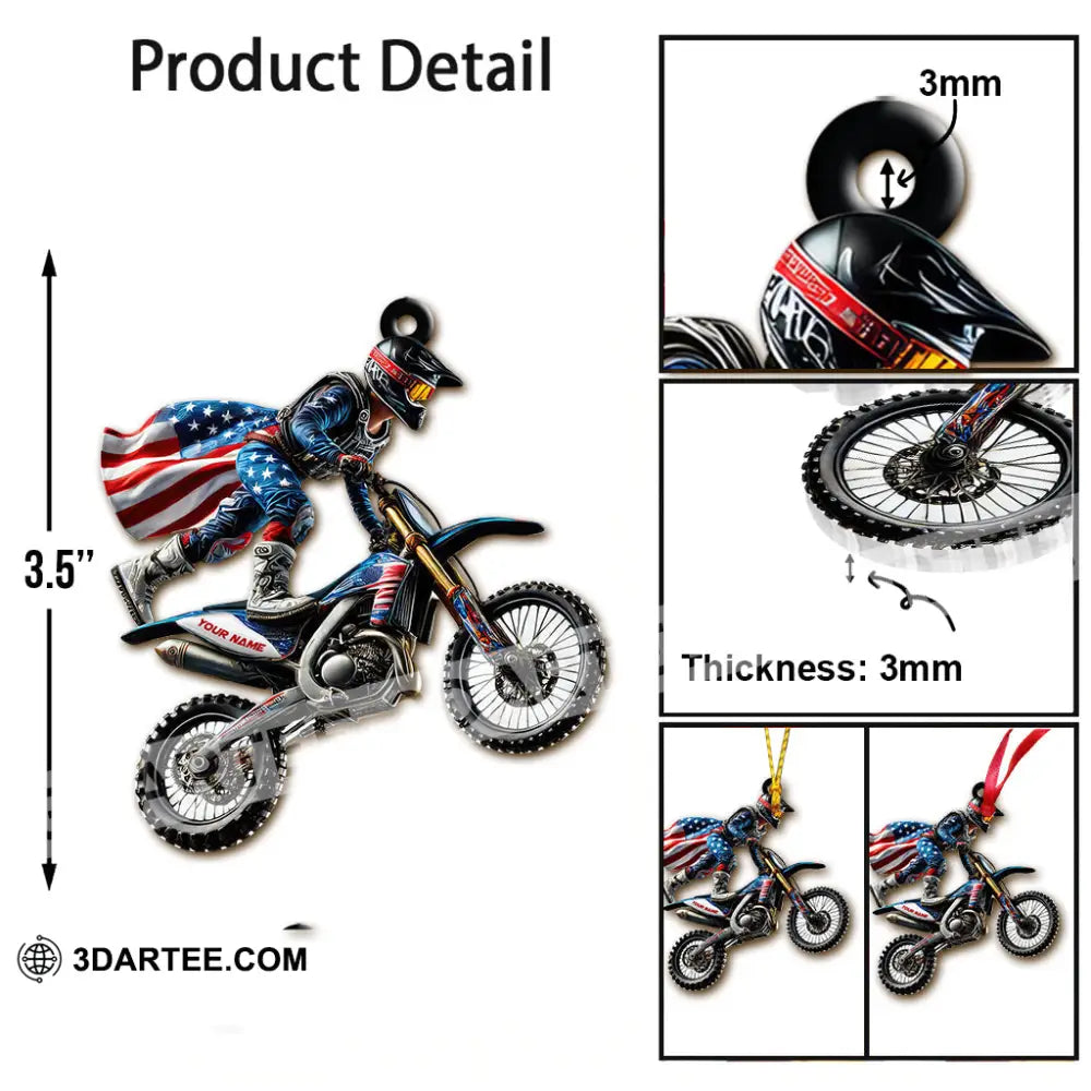 Custom Name American Motocross Ornament Christmas Gift