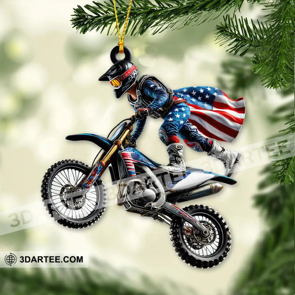 Custom Name American Motocross Ornament Christmas Gift 3.54’’ / 1