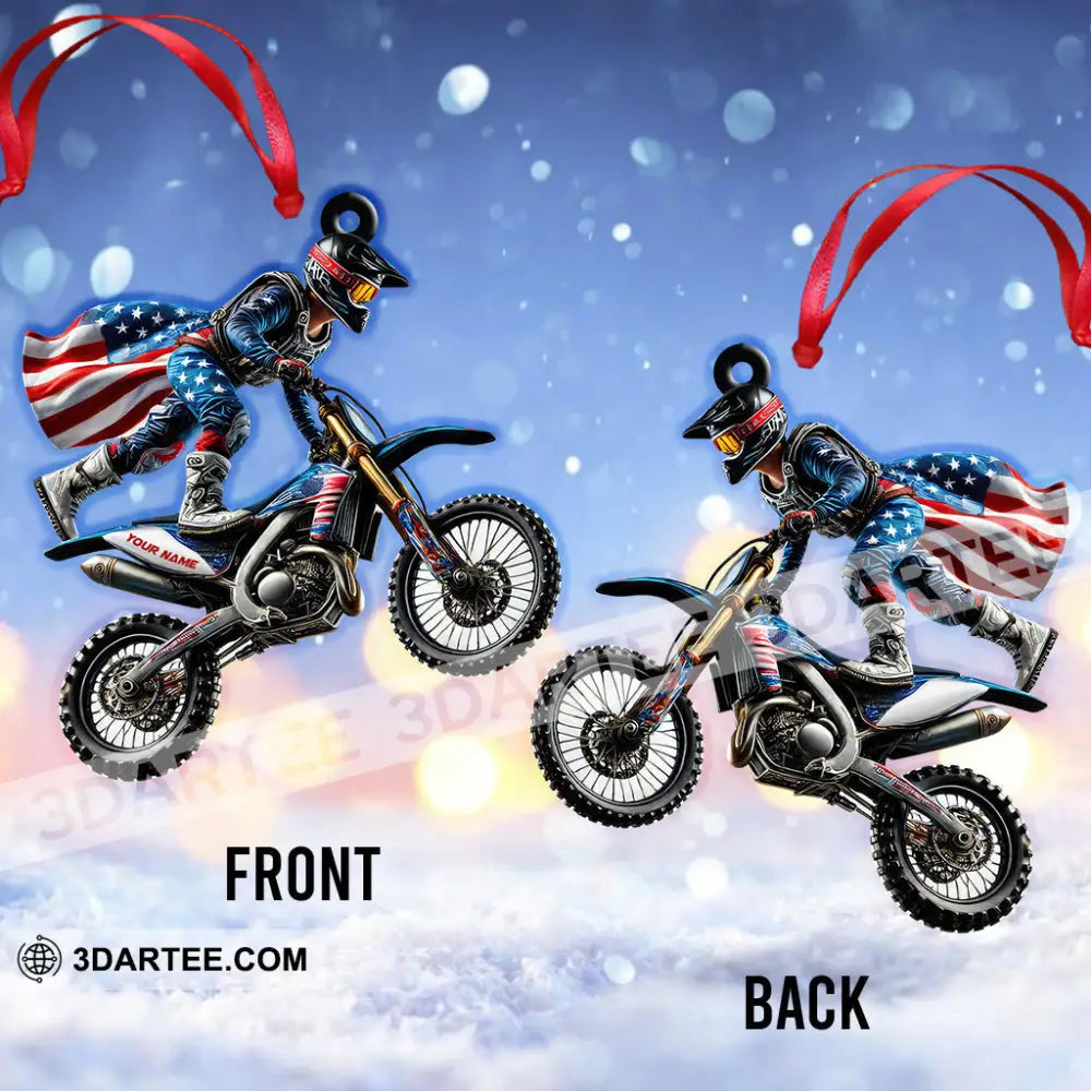 Custom Name American Motocross Ornament Christmas Gift