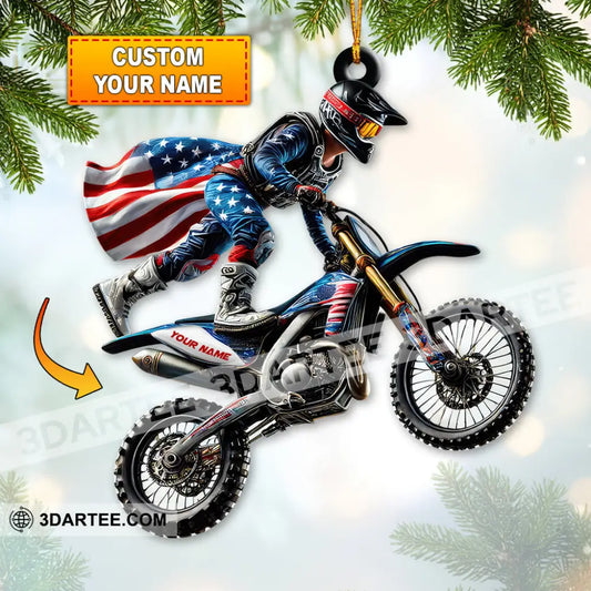 Custom Name American Motocross Ornament Christmas Gift