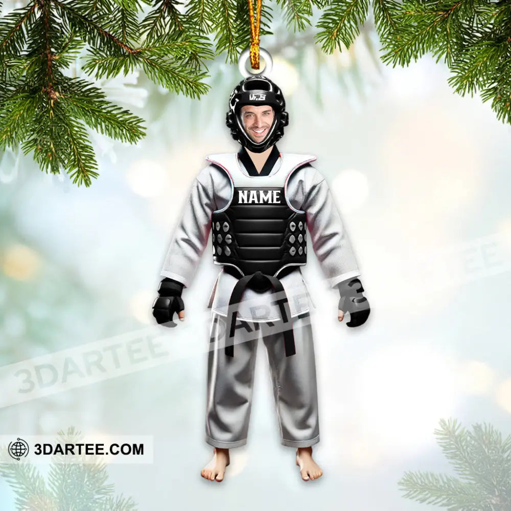 Custom Name And Face Taekwondo Ornament Christmas Gift