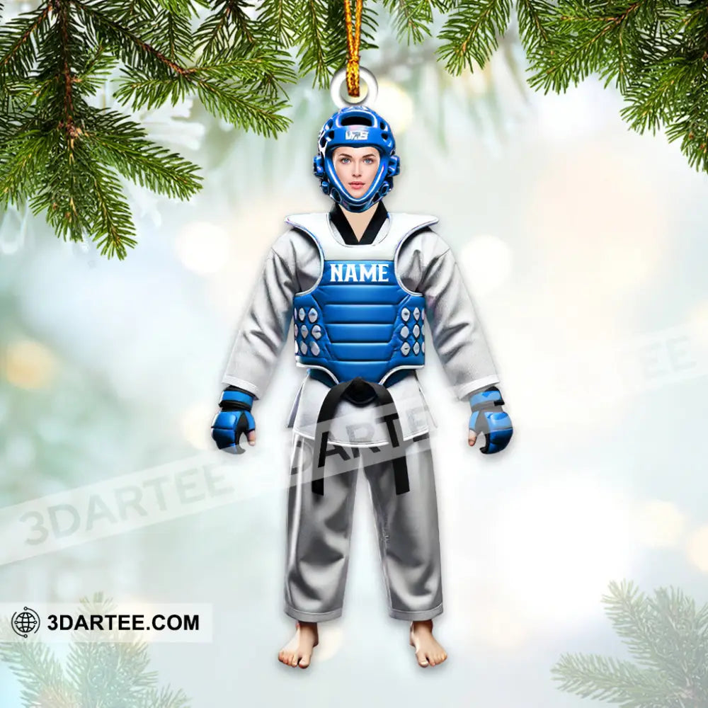 Custom Name And Face Taekwondo Ornament Christmas Gift