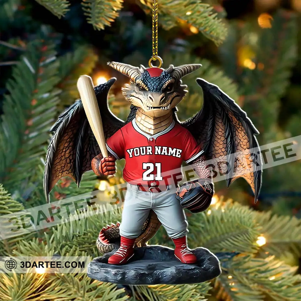 Custom Name And Number Baseball Dragon Ornament Christmas Gift For Lover 3.54’’ / 1