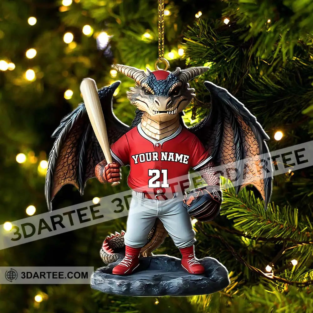 Custom Name And Number Baseball Dragon Ornament Christmas Gift For Lover