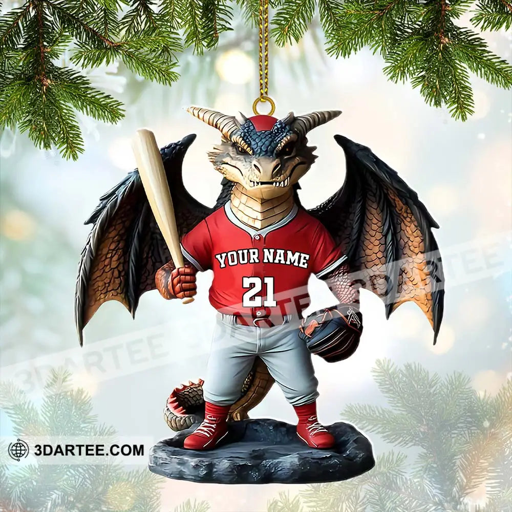 Custom Name And Number Baseball Dragon Ornament Christmas Gift For Lover