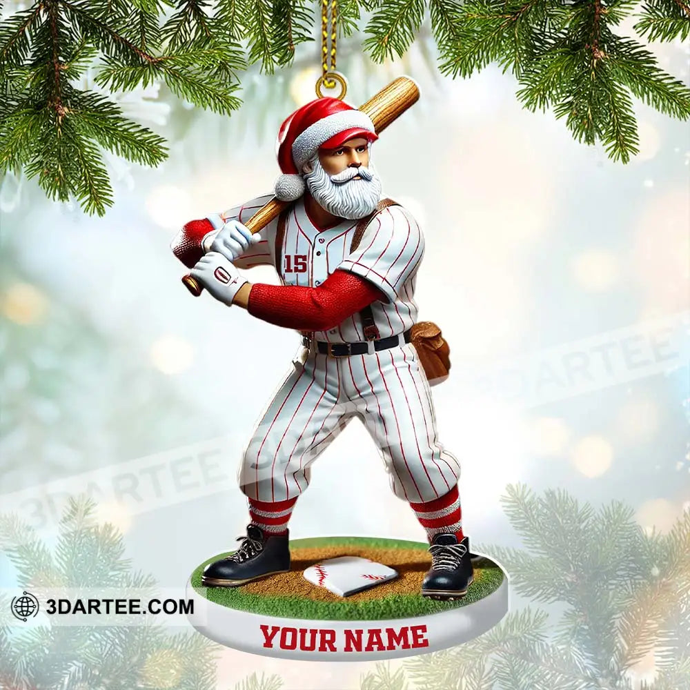 Custom Name And Number Baseball Ornament Christmas Gift