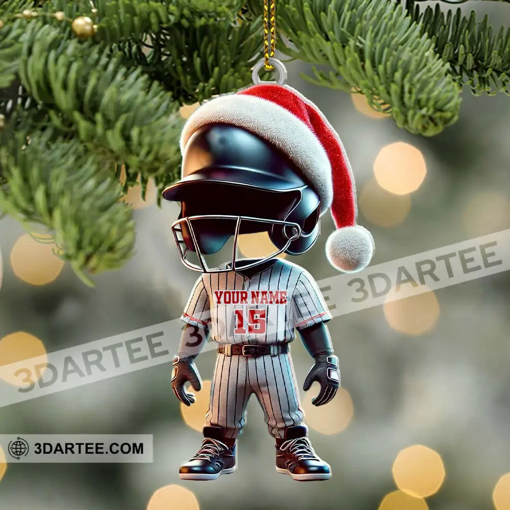 Custom Name And Number Baseball Ornament Lover Christmas Gift 3.54’’ / 1