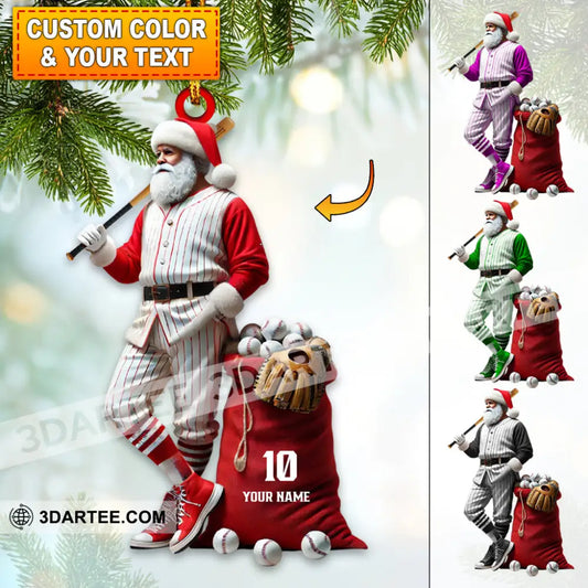 Custom Name And Number Baseball Santa Ornament Christmas Gift Decoration