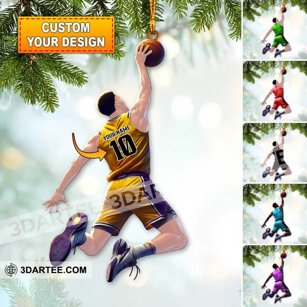 Custom Name And Number Basketball Ornament Christmas Gift