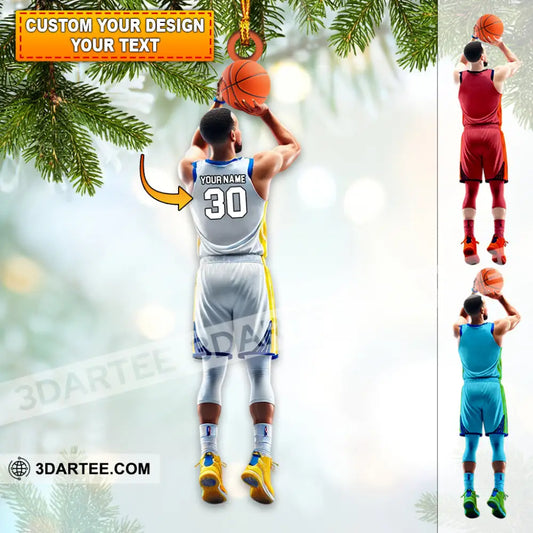 Custom Name And Number Basketball Ornament Christmas Gift Decoration