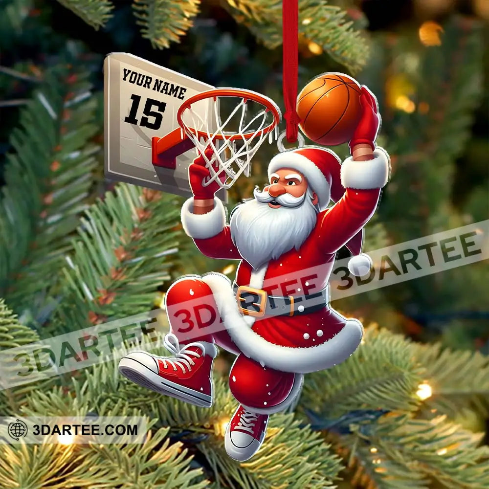 Custom Name And Number Basketball Santa Ornament Lover Christmas Gift