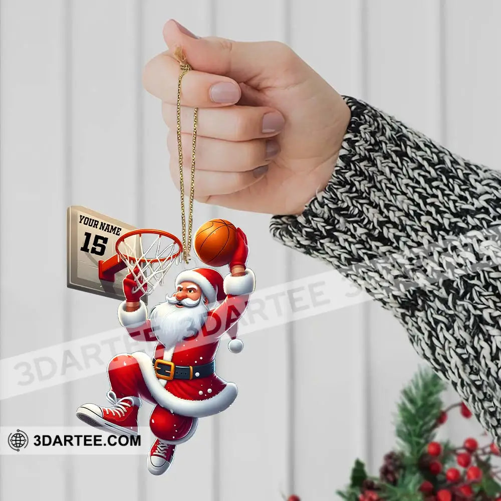 Custom Name And Number Basketball Santa Ornament Lover Christmas Gift