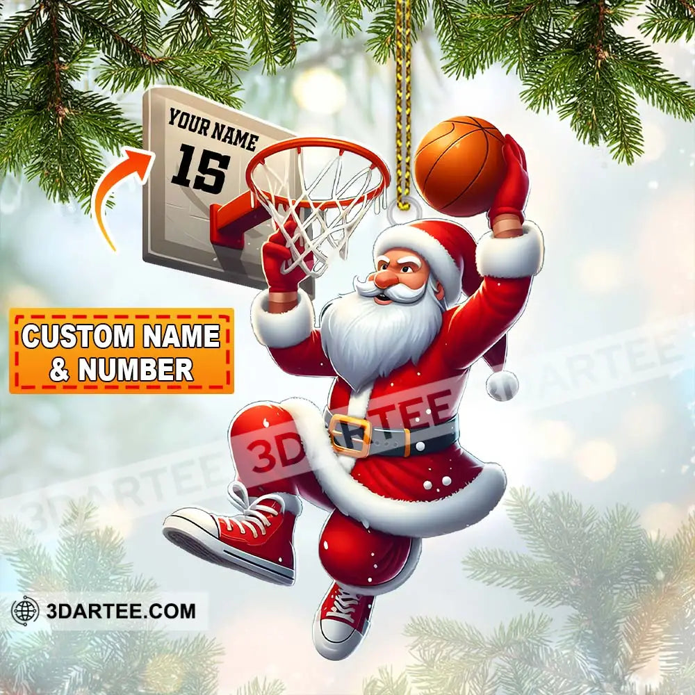 Custom Name And Number Basketball Santa Ornament Lover Christmas Gift