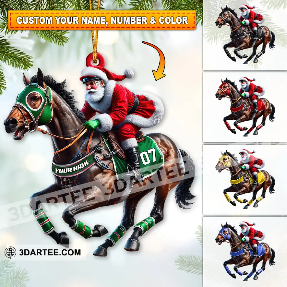 Custom Name And Number Horse Racing Ornament Christmas Gift