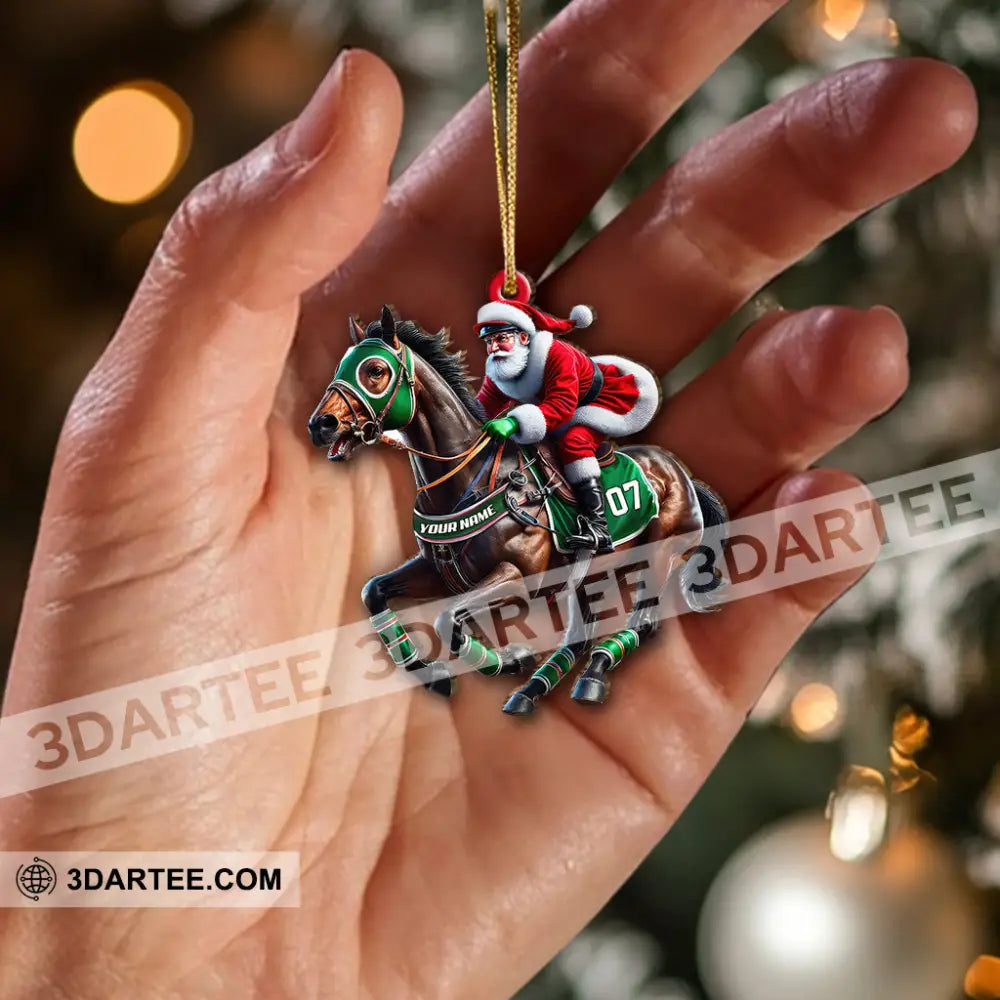 Custom Name And Number Horse Racing Ornament Christmas Gift