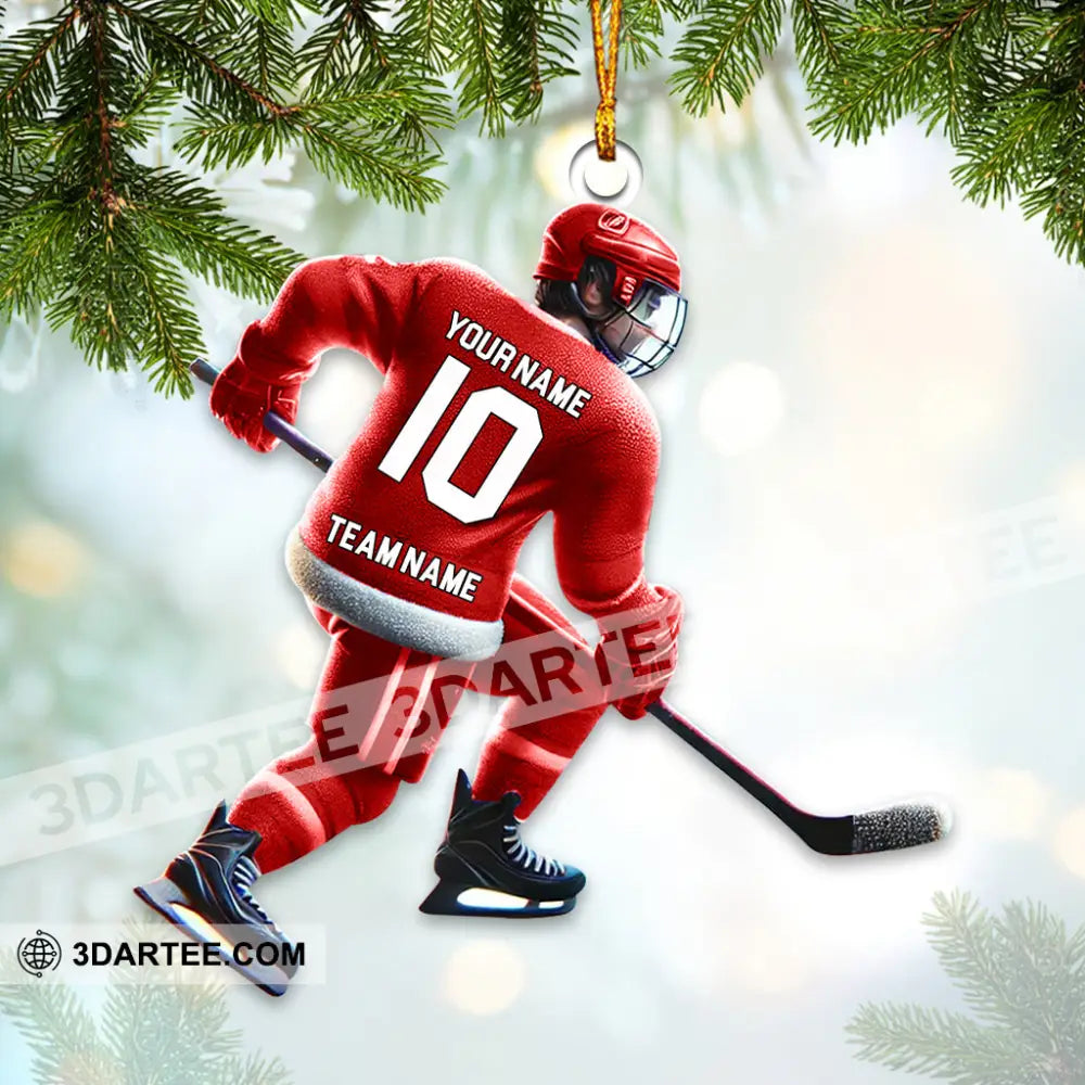 Custom Name And Number Ice Hockey Ornament Christmas Gift Decoration