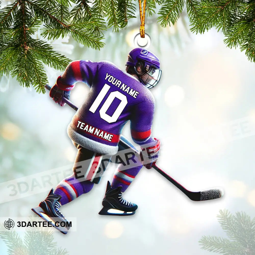 Custom Name And Number Ice Hockey Ornament Christmas Gift Decoration 3.54’’ / 1