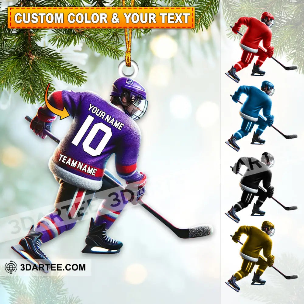 Custom Name And Number Ice Hockey Ornament Christmas Gift Decoration