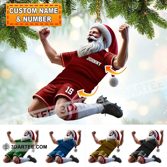 Custom Name And Number Soccer Santa Ornament Christmas Gift