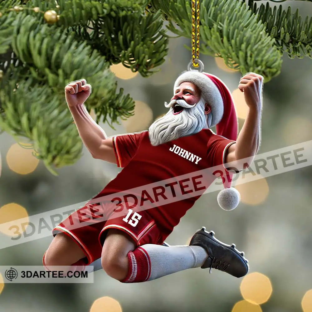 Custom Name And Number Soccer Santa Ornament Christmas Gift