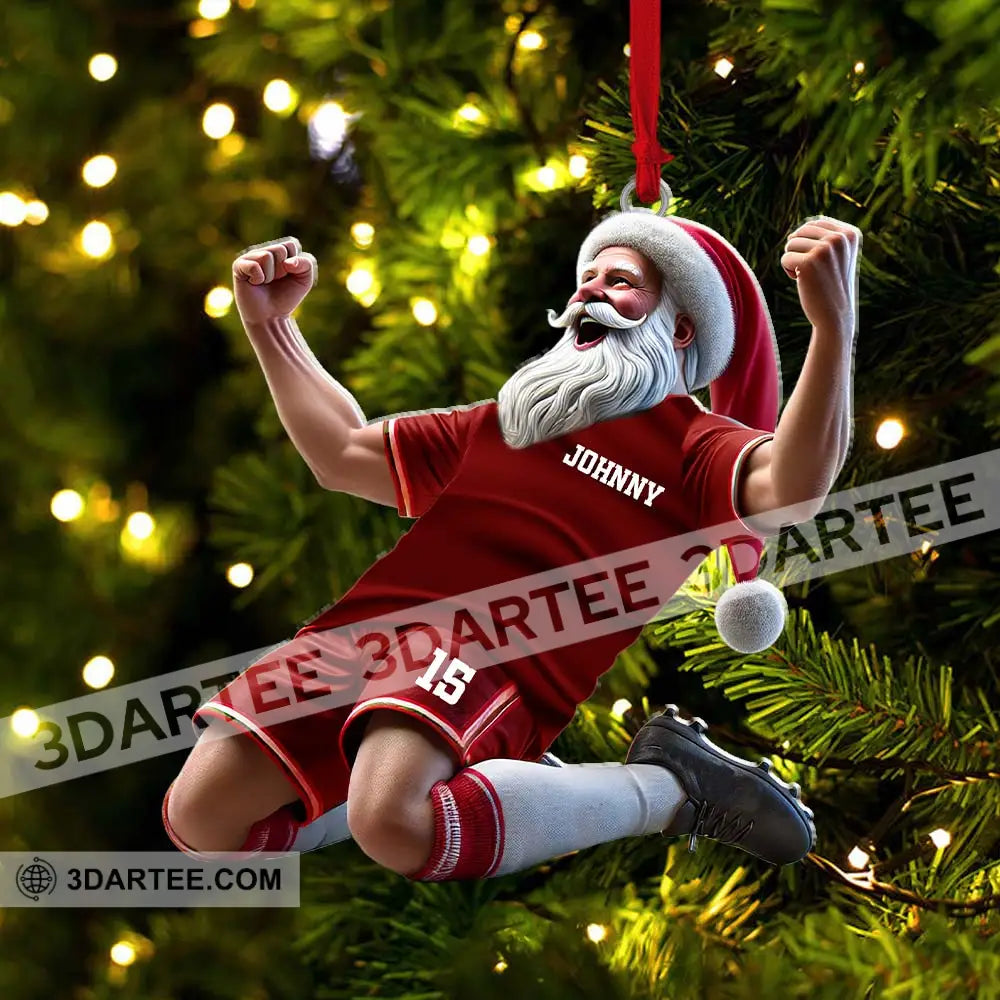 Custom Name And Number Soccer Santa Ornament Christmas Gift