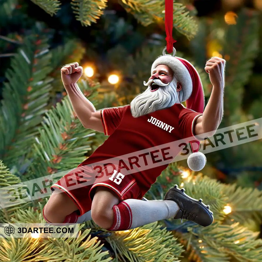 Custom Name And Number Soccer Santa Ornament Christmas Gift