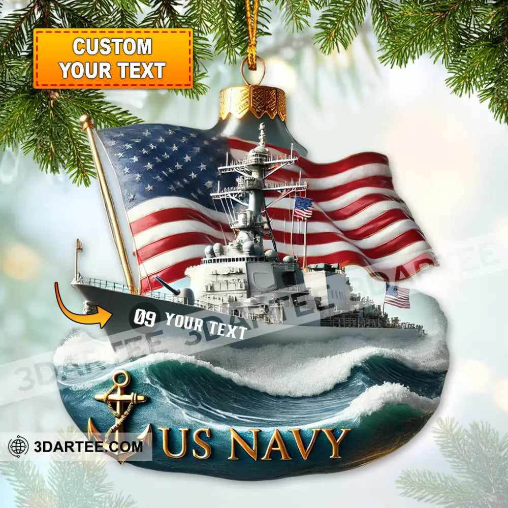 Custom Name And Number Us Navy Ornament Christmas Gift