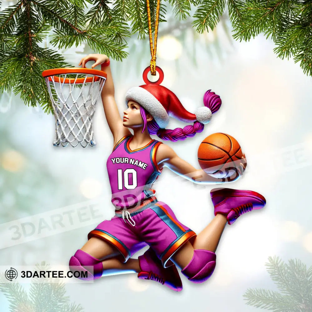 Custom Name And Number Woman Basketball Ornament Christmas Gift For Lover 3.54’’ / 1