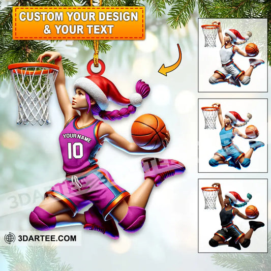 Custom Name And Number Woman Basketball Ornament Christmas Gift For Lover