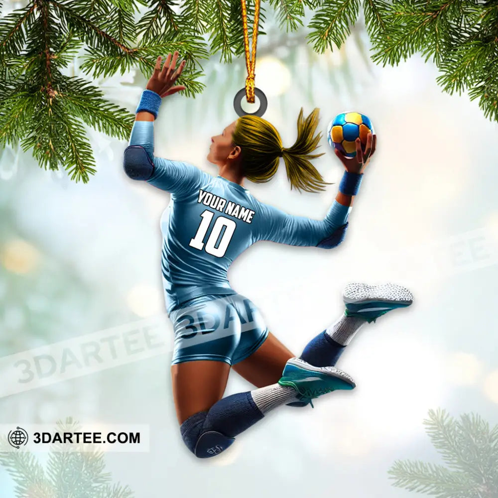 Custom Name And Number Woman Handball Ornament Christmas Gift Decoration