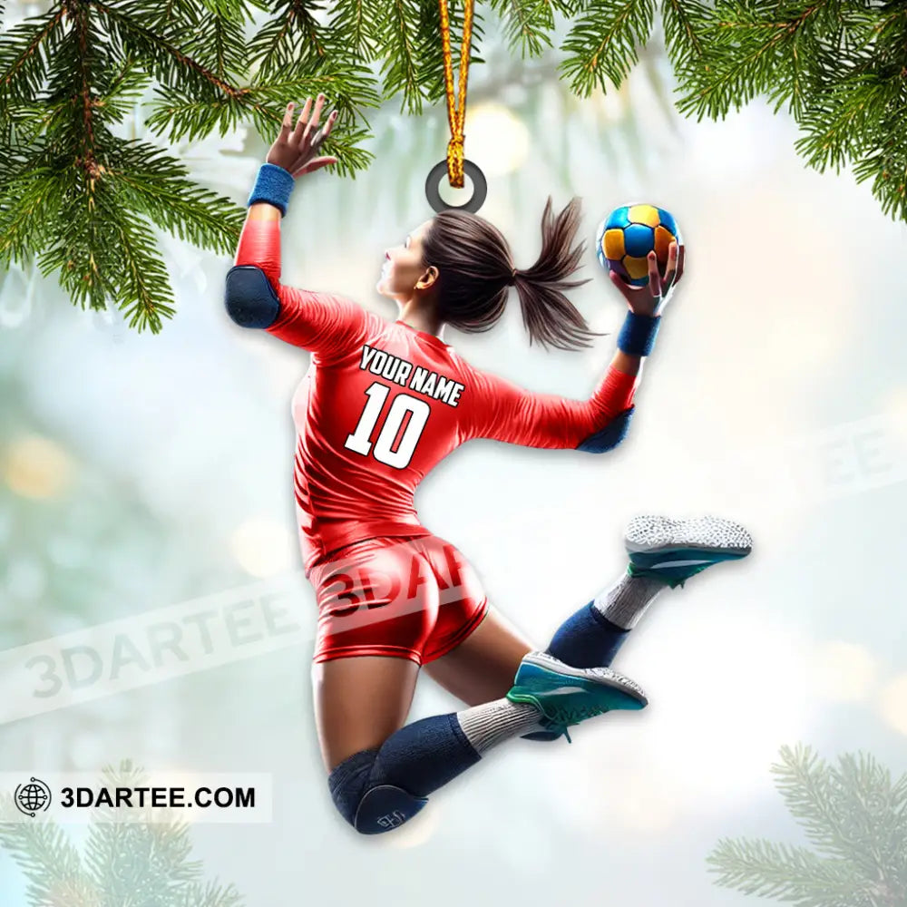 Custom Name And Number Woman Handball Ornament Christmas Gift Decoration