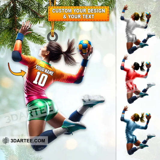 Custom Name And Number Woman Handball Ornament Christmas Gift Decoration