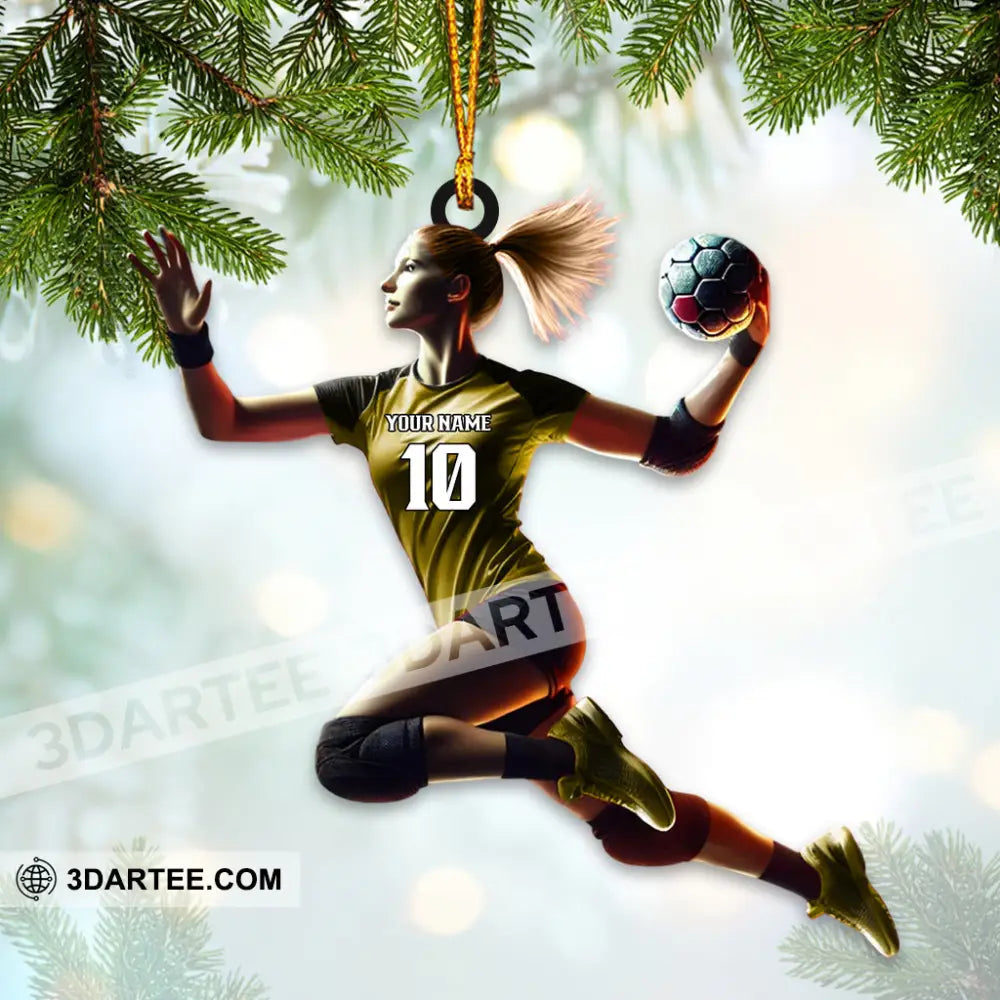 Custom Name And Number Woman Handball Ornament Christmas Gift Decoration